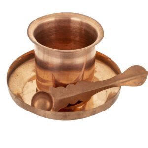 Copper Panchpatra Achmani Plate  Set Pack of 3