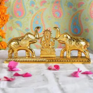 Kum Kum Box as Decorative Elephant Metal  Golden