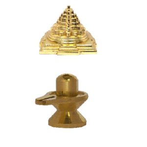 Combo Of Metal Shree Yantra And Brass Shivling