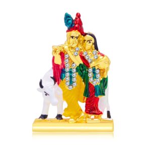 Flat Brass Look Cow Krishna Idol Golden Color Idol Size Approx 10 CM