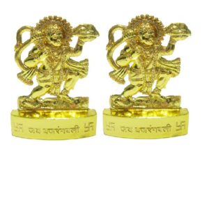 Golden Brass Hanuman Idol Set Of 2