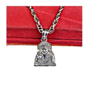 Silver Royal looks sai Baba pendant With Chain