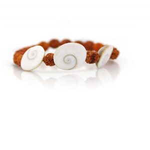 Rudraksha And Gomti Bracelet White Color Stone Adjustable Bracelet