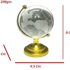 Big Globe Crystal Globe Witn Golden Color Stand Size Approx 10 CM