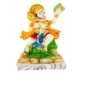 White Hanuman Parvat Idol Multicolor Staute Size Aprox 10 CM