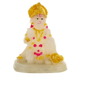 Radium Hanuman Idol White Color Marble Idol Size Approx 10 CM