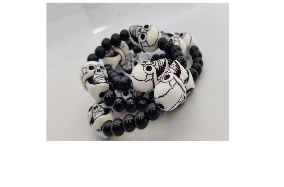 Black beads with Oxidized spacers bracelet - Sriethnics-chantamquoc.vn