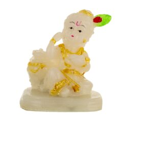 Radium Makhan Krishna Idol White Color Marble Idol Size Approx 10 CM