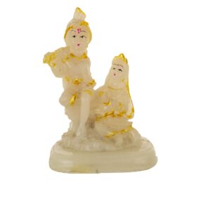 Radium Radha Krishna Sitting Idol White Color Marble Idol Size Approx 10 CM