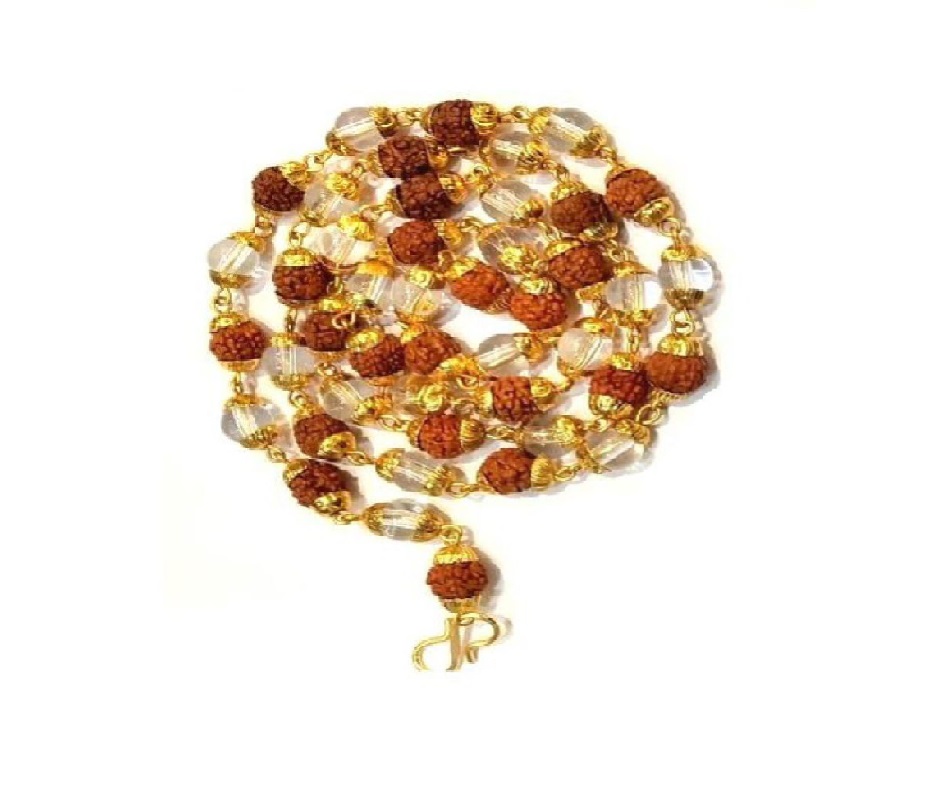 Rudraksha And Sphatik Cap Mala 108 Beads Mala