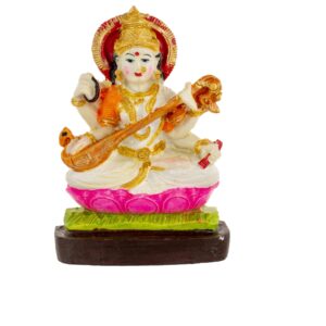 Flat Marble Saraswati Idol Small Multicolor Color Idol Size Approx 10 CM