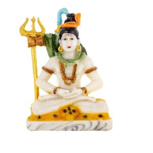 Marble White Shiv Idol Multicolor Idol Size Approx 8 CM