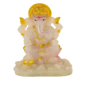 Radium Ganesh Idol White Color Marble Idol Size Approx 10 CM