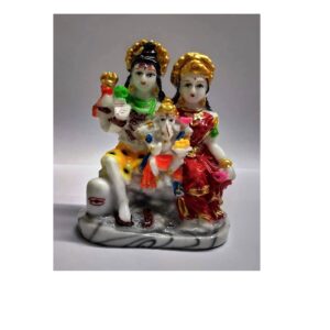 Marble White Shiv Pariwar Idol Multicolor Idol Size Approx 10 CM