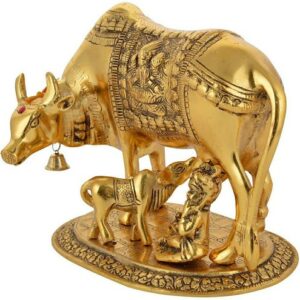 Big Brass Cow Golden Color Brass Made Size Approx 10 CM