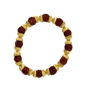 Rudraksha Cap Bracelet Wooden Made Golden Plated Cap Adjustable Bracelet