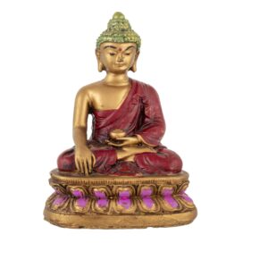 Red Resin Buddha Idol For Hpme And Office Size Approx 10 CM