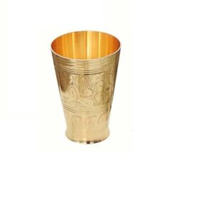 Brass Glass Heavy Cylinderical ShapeMBrass  Made Size Aprox 4 inches and 200 G Pack of 1  Brass Glass Heavy In Box