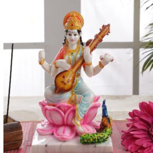 Saraswati Marble Idol Muticulor Size Approx 8 CM