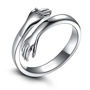 Hugging Ring Silver Plated Adjustable Ring
