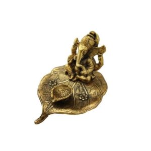 Patta Ganesh Diya Golden Color Size 15 CM