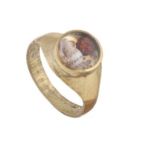 Trishakti Ring With Rudraksha Shankh Gold Plated