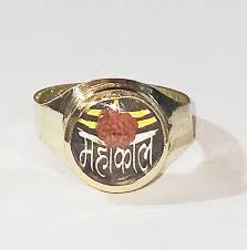 Mahakaal Ring Gold Plated with Rudraksh Glass Ring