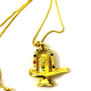 Shivling Navratna Gold Plated Pendant