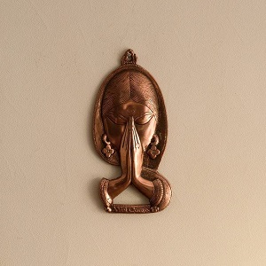 Welcome Namaste Lady Face Wall Copper Hanging