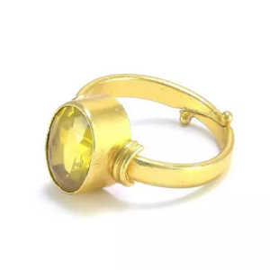 Yellow Jade Stone Ring Size Adjustable