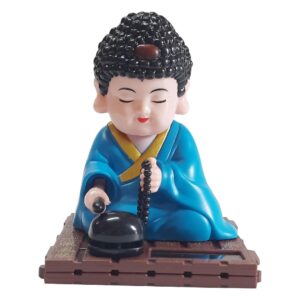 Blue Solar Sitting Hair Buddha Size Approx 10 CM