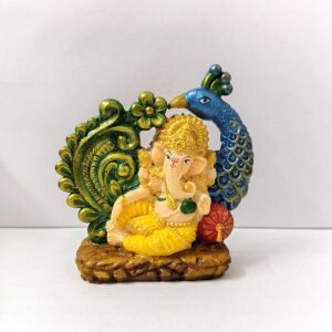 Ganesh With peacock Multi Size Approx 9 CM