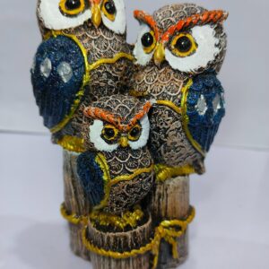 Owl Family Blue-Golden Set Size Approx 6 Inch