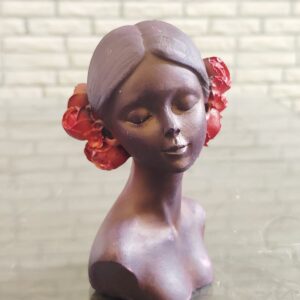 Girl Statue Hair Red Rose Size Approx 5 Inch