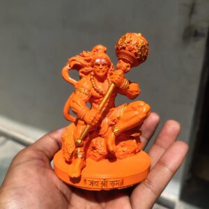 Orange Hanuman Sitting with Gada Size Approx 4 Inch